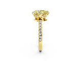 Yellow gold Fancy Yellow Pear  Halo Diamond Pave Band Ring with Four-Prong Setting_17