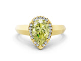 Yellow gold Fancy Yellow Pear  Halo Diamond Ring with Cathedral Band and Four-Prong Setting_49