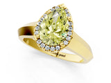 Yellow gold Fancy Yellow Pear  Halo Diamond Ring with Cathedral Band and Four-Prong Setting_50