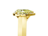 Yellow gold Fancy Yellow Pear  Halo Diamond Ring with Cathedral Band and Four-Prong Setting_54