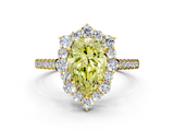 Yellow gold Fancy Yellow Pear  Halo Diamond Ring with Pavé Band and Prong Setting_20