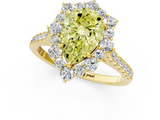 Yellow gold Fancy Yellow Pear  Halo Diamond Ring with Pavé Band and Prong Setting_21