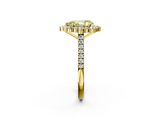 Yellow gold Fancy Yellow Pear  Halo Diamond Ring with Pavé Band and Prong Setting_22