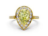 Yellow gold Fancy Yellow Pear  Halo Diamond Ring with Split Shank and Four-Prong Setting_59