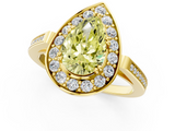 Yellow gold Fancy Yellow Pear  Halo Diamond Ring with Split Shank and Four-Prong Setting_60