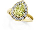 Yellow gold Fancy Yellow Pear  Halo Diamond Solitaire with Pavé Band and Four-Prong Setting_72