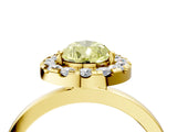 Yellow gold Fancy Yellow Pear  Halo Diamond Solitaire with Pavé Band and Four-Prong Setting_75