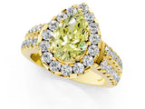 Yellow gold Fancy Yellow Pear  Halo Diamond Split Shank Engagement Ring with Prong Setting_27