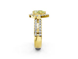 Yellow gold Fancy Yellow Pear  Halo Diamond Split Shank Engagement Ring with Prong Setting_28
