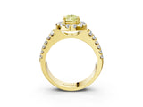 Yellow gold Fancy Yellow Pear  Halo Diamond Split Shank Engagement Ring with Prong Setting_29