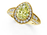 Yellow gold Fancy Yellow Pear  Halo Diamond Split Shank Ring with Milgrain Detail_51