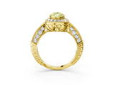 Yellow gold Fancy Yellow Pear  Halo Diamond Split Shank Ring with Milgrain Detail_53
