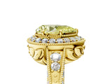 Yellow gold Fancy Yellow Pear  Halo Diamond Split Shank Ring with Milgrain Detail_55