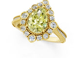 Yellow gold Fancy Yellow Pear  Halo Milgrain Pave Diamond Ring with Four-Prong Setting 2