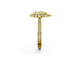Yellow gold Fancy Yellow Pear  Halo Milgrain Pave Diamond Ring with Four-Prong Setting 3