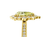 Yellow gold Fancy Yellow Pear  Halo Milgrain Pave Diamond Ring with Four-Prong Setting