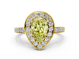Yellow gold Fancy Yellow Pear  Halo Pavé Diamond Engagement Ring with Bezel Setting_20
