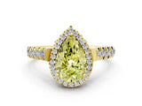 Yellow gold Fancy Yellow Pear  Halo Pavé Diamond Engagement Ring with Four-Prong Setting_27