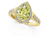 Yellow gold Fancy Yellow Pear  Halo Pavé Diamond Engagement Ring with Four-Prong Setting_28