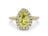 Yellow gold Fancy Yellow Pear  Halo Pavé Diamond Engagement Ring with Four-Prong Setting_3