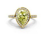 Yellow gold Fancy Yellow Pear  Halo Pave Band Solitaire Ring with Prong Setting_66