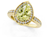 Yellow gold Fancy Yellow Pear  Halo Pave Band Solitaire Ring with Prong Setting_67