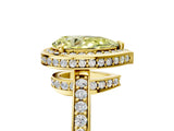 Yellow gold Fancy Yellow Pear  Halo Pave Band Solitaire Ring with Prong Setting_71