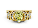 Yellow gold Fancy Yellow Pear  Halo Pave Diamond Engagement Ring with Milgrain Detailing_49