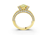 Yellow gold Fancy Yellow Pear  Halo Pave Diamond Engagement Ring with Milgrain Detailing_52