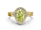 Yellow gold Fancy Yellow Pear  Halo Pave Split Shank Prong Setting Ring_26