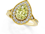 Yellow gold Fancy Yellow Pear  Halo Round Diamond Milgrain Pave Engagement Ring_4