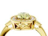 Yellow gold Fancy Yellow Pear  Halo Round Diamond Milgrain Pave Engagement Ring_7