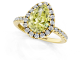 Yellow gold Fancy Yellow Pear  Halo Round Diamond Pavé Band Four-Prong Ring_4