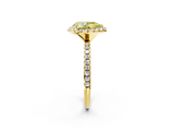 Yellow gold Fancy Yellow Pear  Halo Round Diamond Pavé Band Four-Prong Ring_5