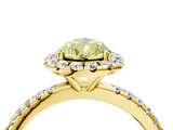 Yellow gold Fancy Yellow Pear  Halo Round Diamond Pavé Band Four-Prong Ring_7