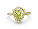 Yellow gold Fancy Yellow Pear  Halo Round Diamond Pave Band with Four-Prong Setting_39
