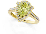 Yellow gold Fancy Yellow Pear  Halo Round Diamond Pave Band with Four-Prong Setting_40