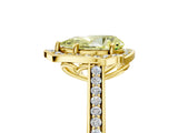Yellow gold Fancy Yellow Pear  Halo Round Diamond Pave Band with Four-Prong Setting_44