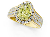 Yellow gold Fancy Yellow Pear  Halo Round Diamond Pave Band with Prong Setting 1