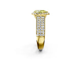 Yellow gold Fancy Yellow Pear  Halo Round Diamond Pave Band with Prong Setting 2