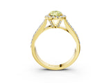 Yellow gold Fancy Yellow Pear  Halo Round Diamond Pave Band with Prong Setting 3