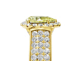 Yellow gold Fancy Yellow Pear  Halo Round Diamond Pave Band with Prong Setting 5