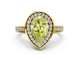 Yellow gold Fancy Yellow Pear  Halo Solitaire Diamond Ring with Pave Band and Bezel Setting_48