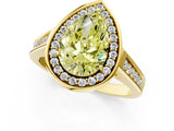 Yellow gold Fancy Yellow Pear  Halo Solitaire Diamond Ring with Pave Band and Bezel Setting_49