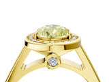Yellow gold Fancy Yellow Pear  Halo Solitaire Diamond Ring with Pave Band and Bezel Setting_52