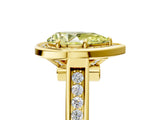 Yellow gold Fancy Yellow Pear  Halo Solitaire Diamond Ring with Pave Band and Bezel Setting_53