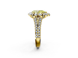 Yellow gold Fancy Yellow Pear  Halo Split Shank Diamond Engagement Ring with Pave Band and Four-Prong Setting_56