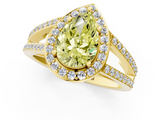 Yellow gold Fancy Yellow Pear  Halo Split Shank Diamond Ring with Four-Prong Setting_33