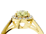 Yellow gold Fancy Yellow Pear  Halo Split Shank Diamond Ring with Four-Prong Setting_36
