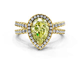 Yellow gold Fancy Yellow Pear  Halo Split Shank Diamond Ring with Pavé Setting_25
